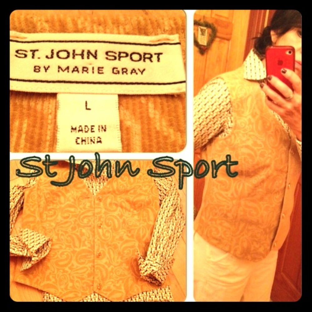 Vintage ST JOHN SPORT by Marie Grey Paisley Corduroy Vest